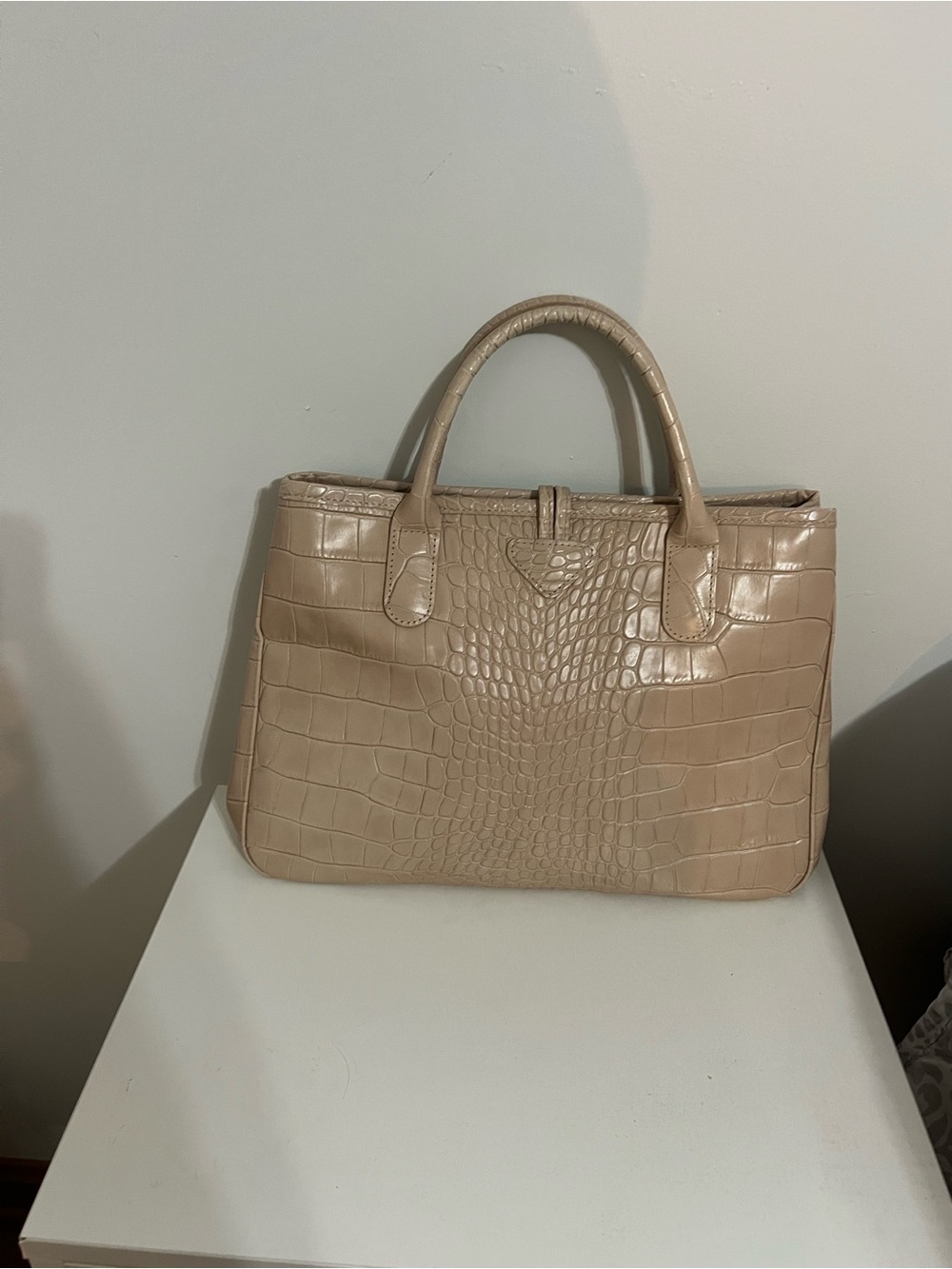 Longchamp Croc-Embossed Leather Satchel in Light Blush - Picture 8 of 16